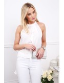 Creamy elegant blouse with a ruffle MP28445 - Online store - Boutique